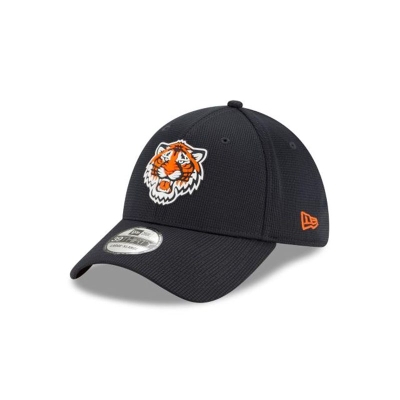 Blue Detroit Tigers Hat - New Era MLB Clubhouse Collection 39THIRTY Stretch Fit Caps USA6924503